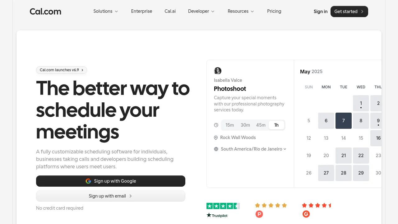 Screenshot of Cal.com website
