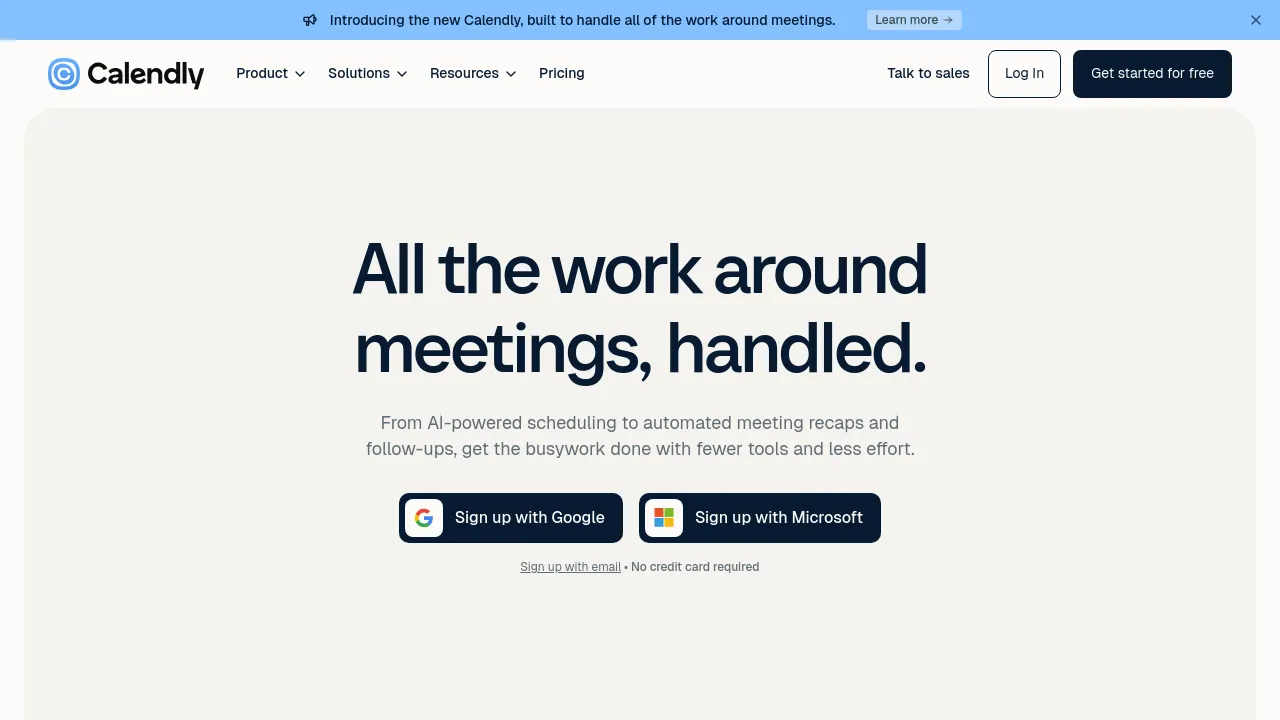 Screenshot of Calendly website
