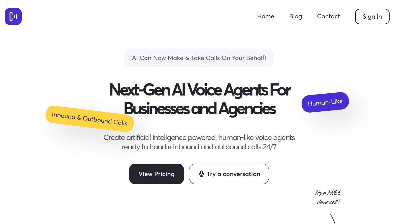 Screenshot of CallFluent AI website