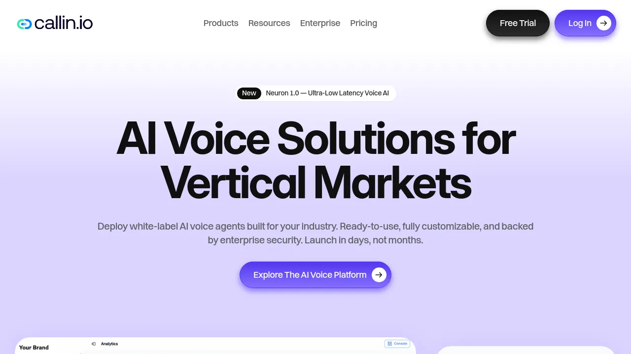 Screenshot of Callin.io website