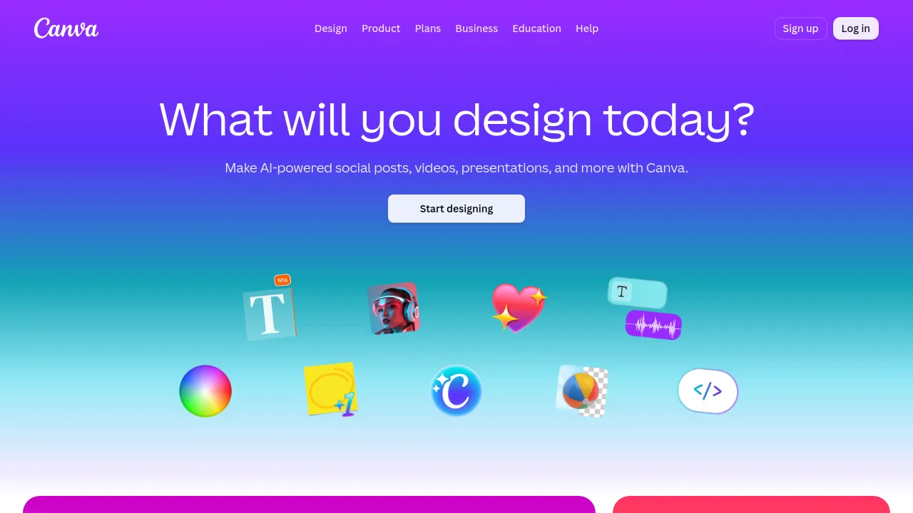 Screenshot of Canva website