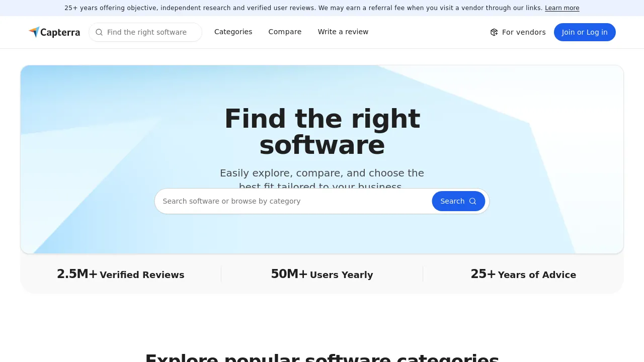 Screenshot of Capterra website