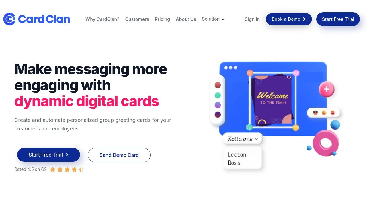 Screenshot of CardClan website