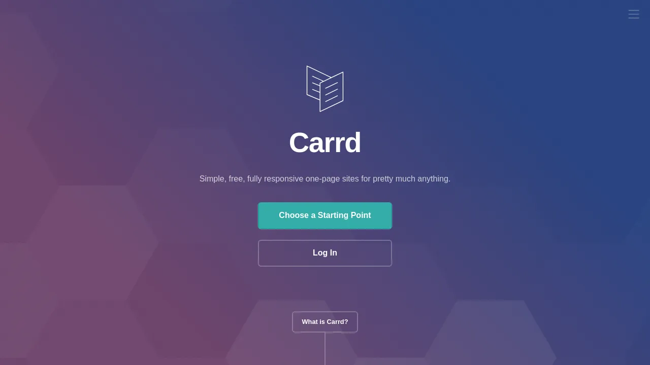 Screenshot of Carrd website