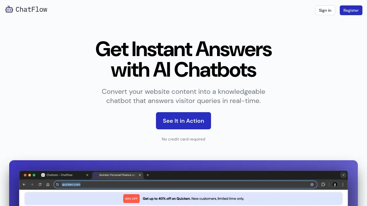 Screenshot of ChatFlow website