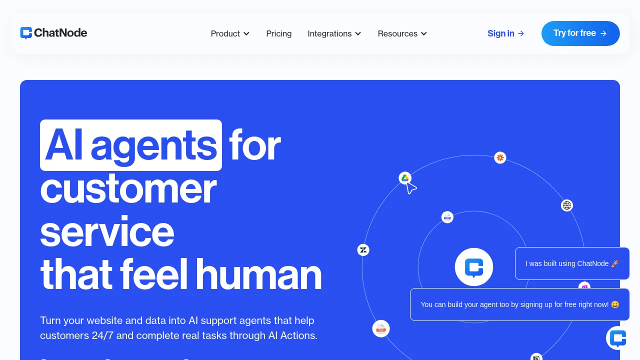 Screenshot of ChatNode website