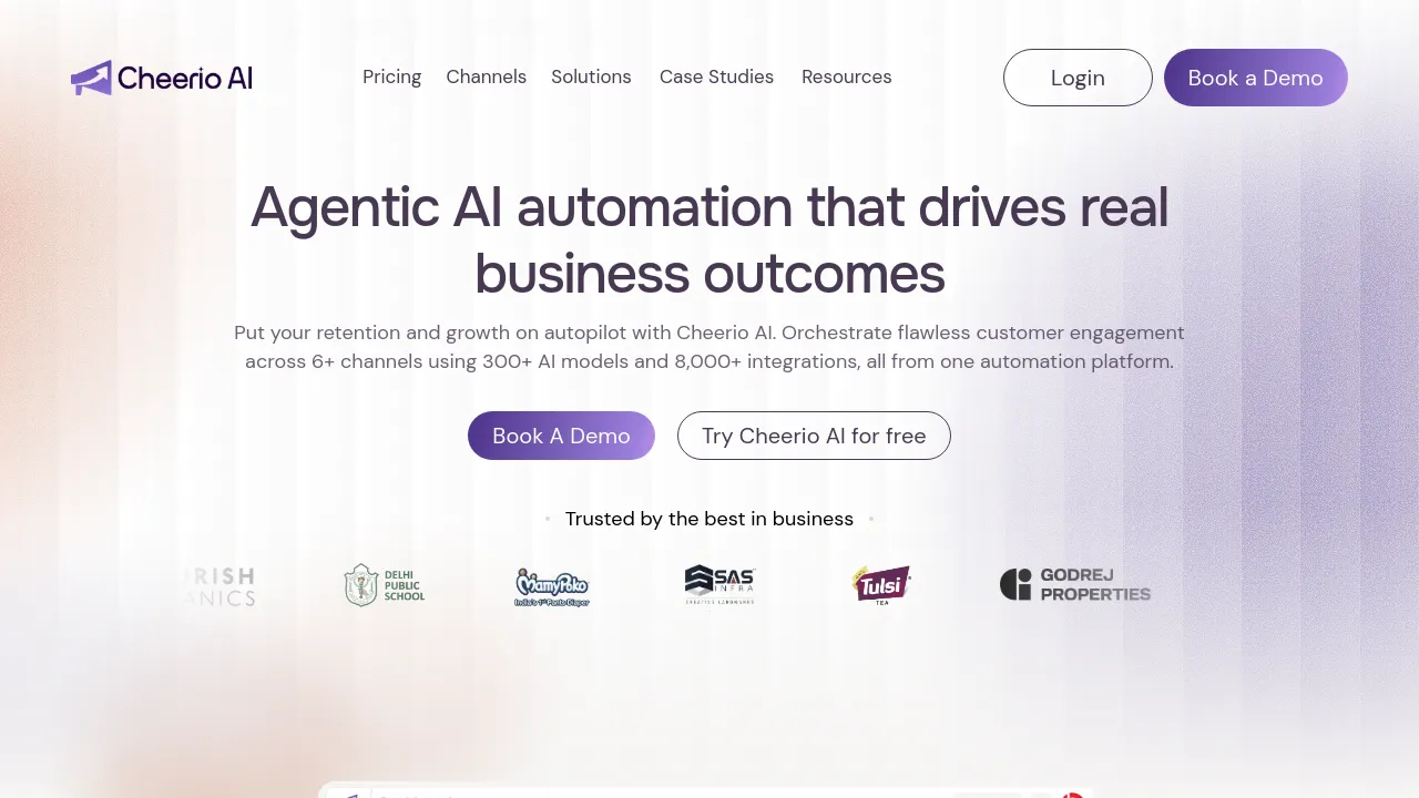 Screenshot of Cheerio website