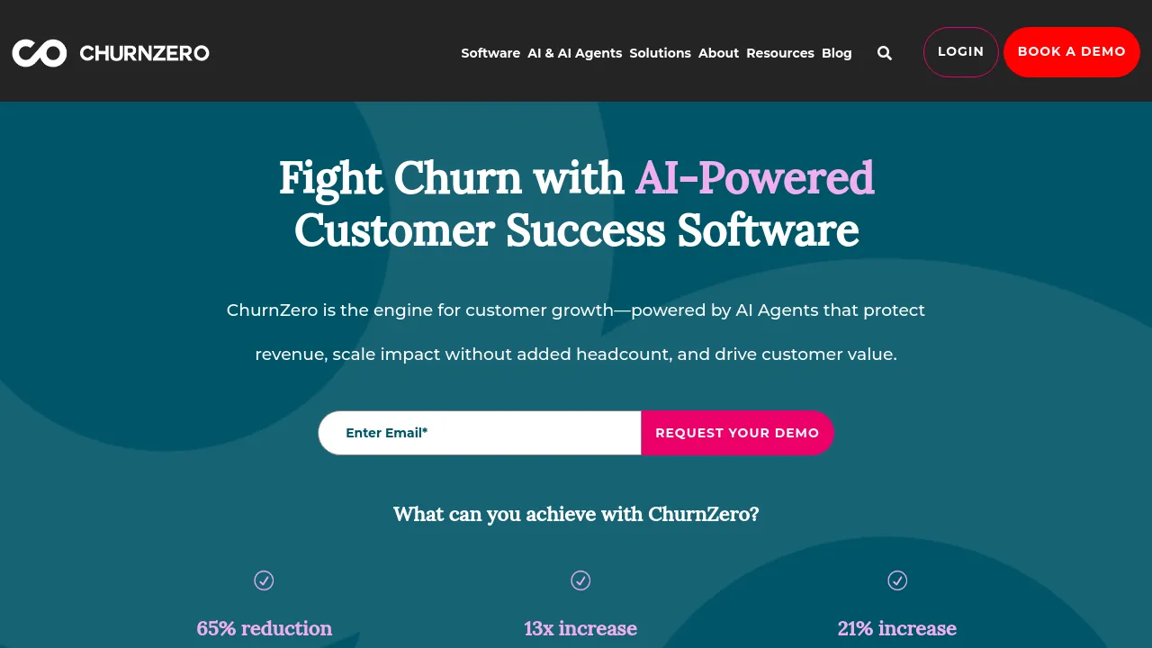Screenshot of ChurnZero website