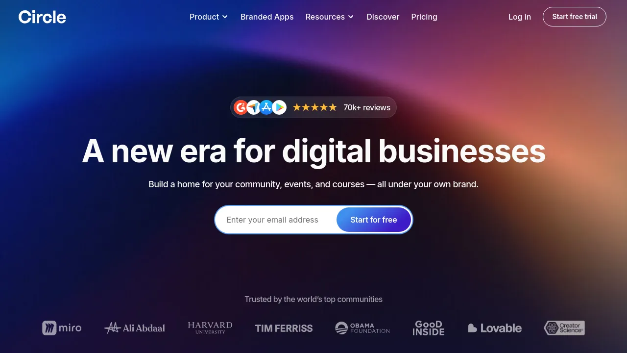 Screenshot of Circle website