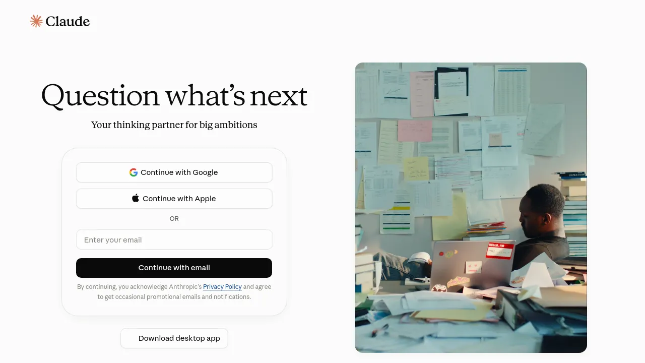 Screenshot of Claude website