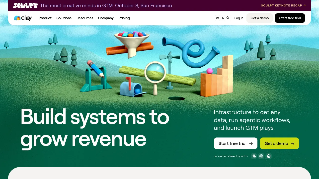 Screenshot of Clay website