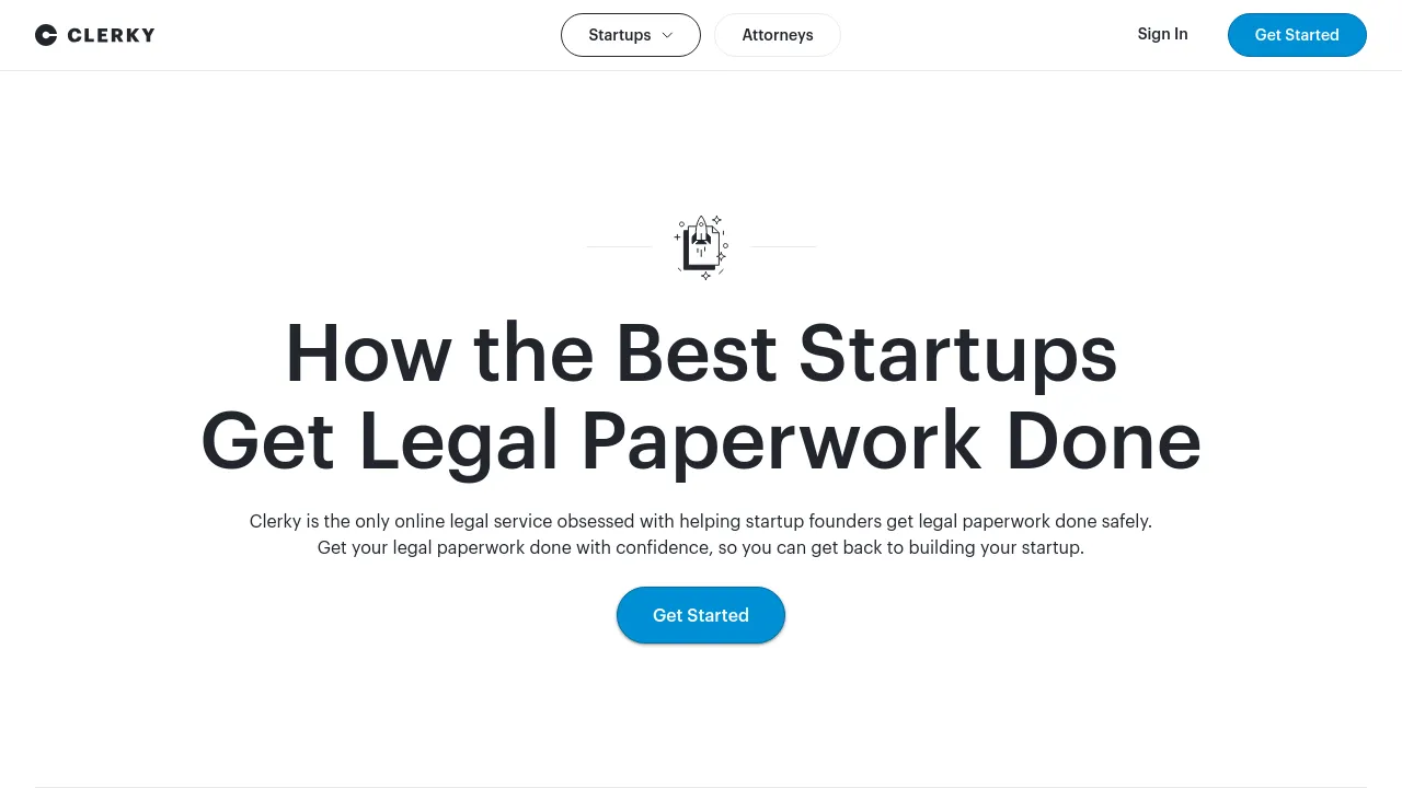 Screenshot of Clerky website