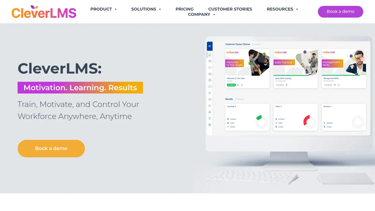 Screenshot of CleverLMS website