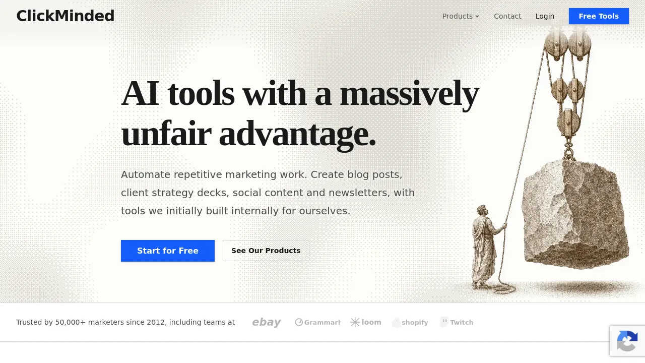 Screenshot of ClickMinded website