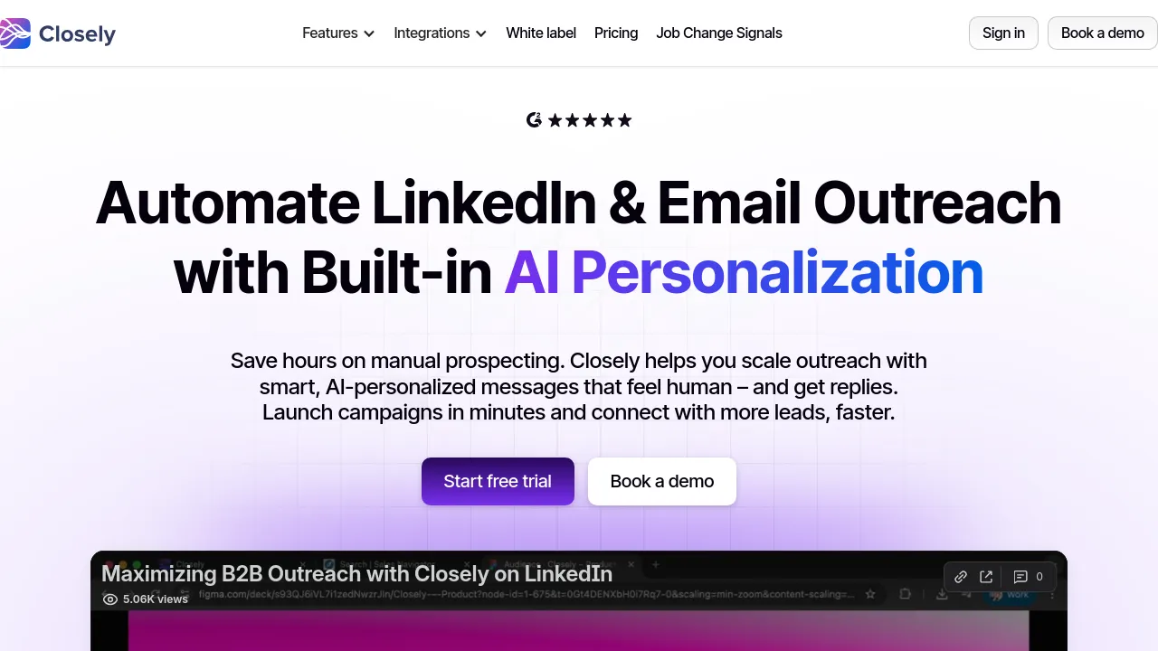 Screenshot of Closely website