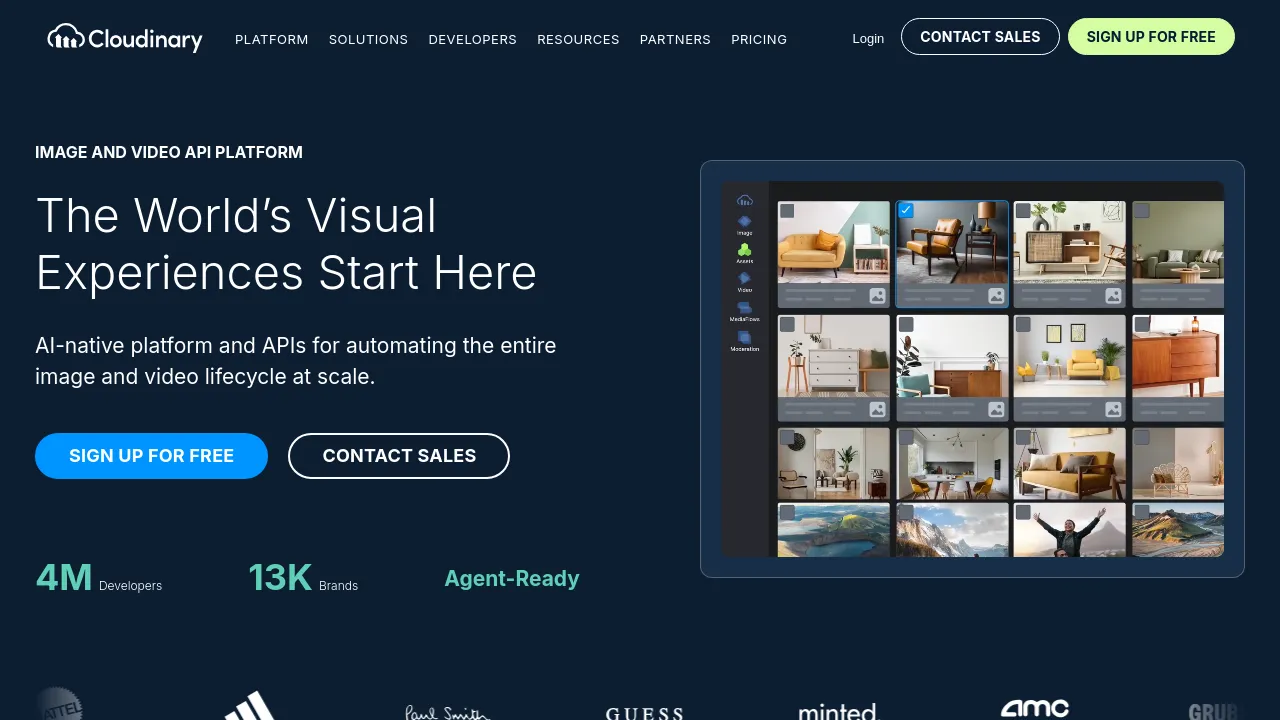 Screenshot of Cloudinary website