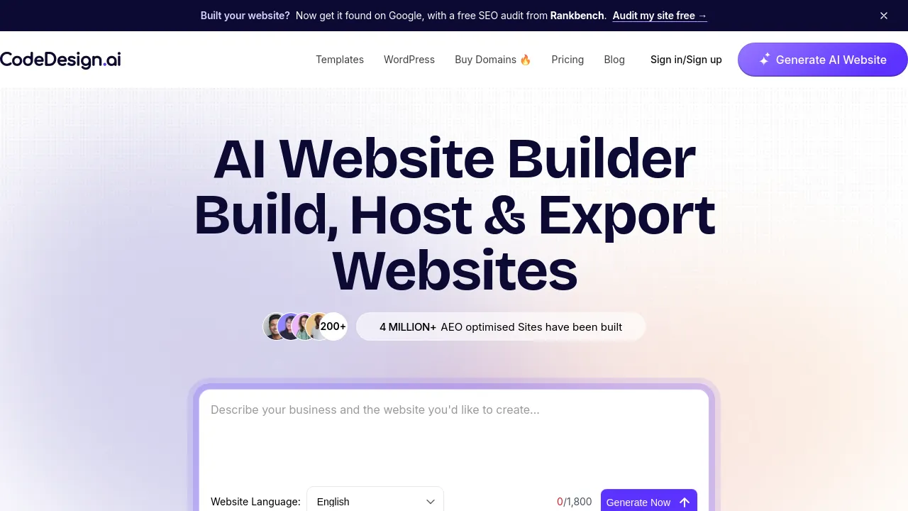 Screenshot of CodeDesign.ai website