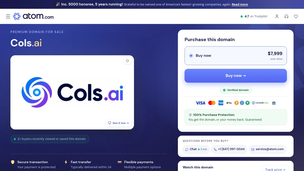 Screenshot of Cols AI website
