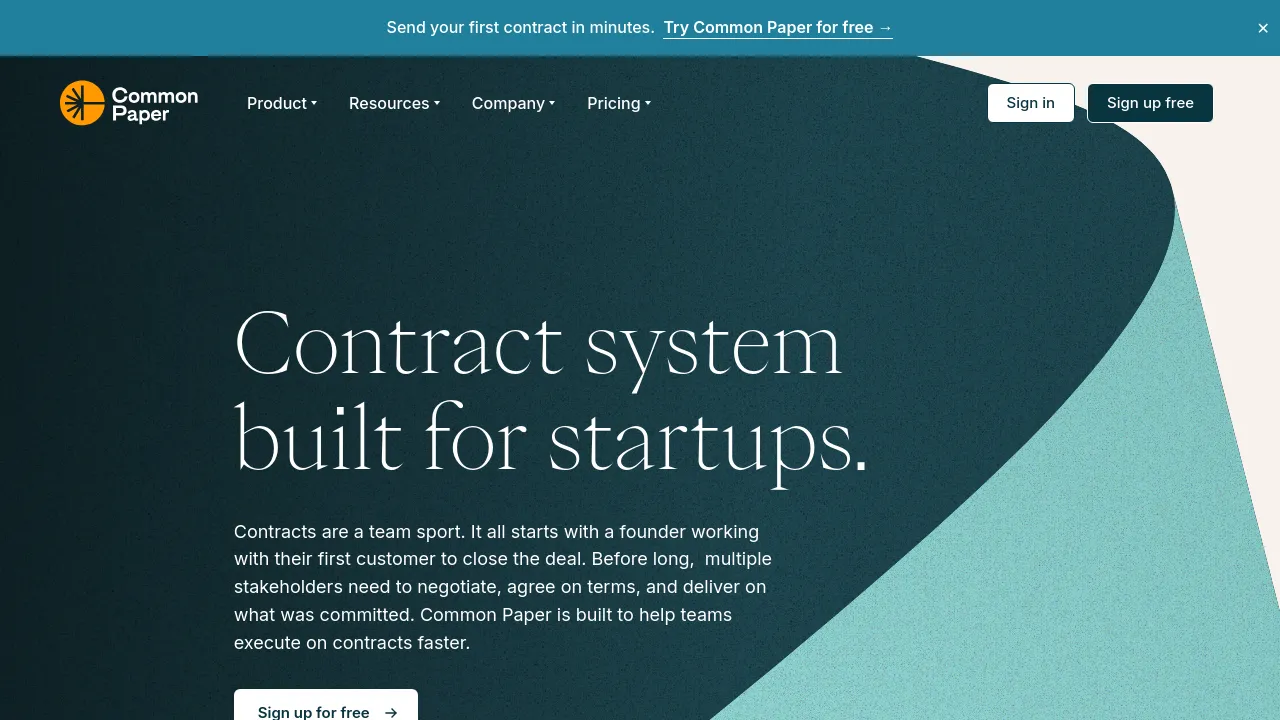 Screenshot of Common Paper website