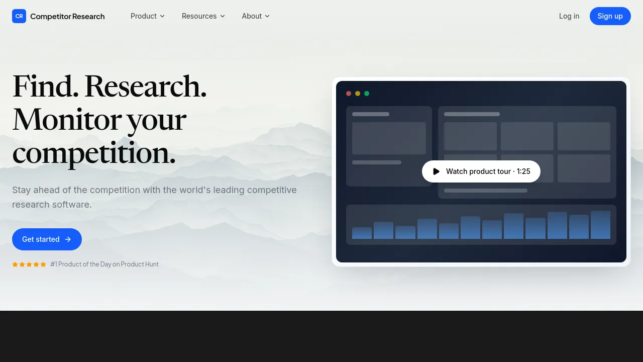 Screenshot of Competitor Research website