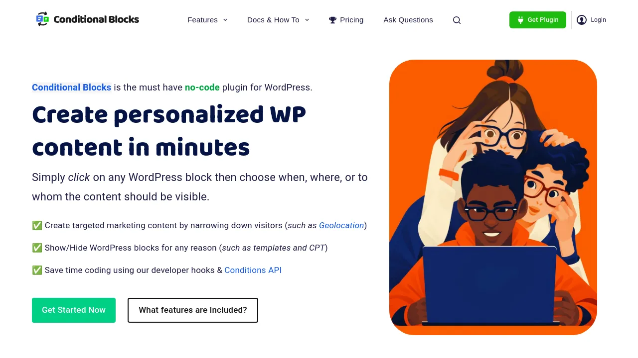 Screenshot of Conditional Blocks website