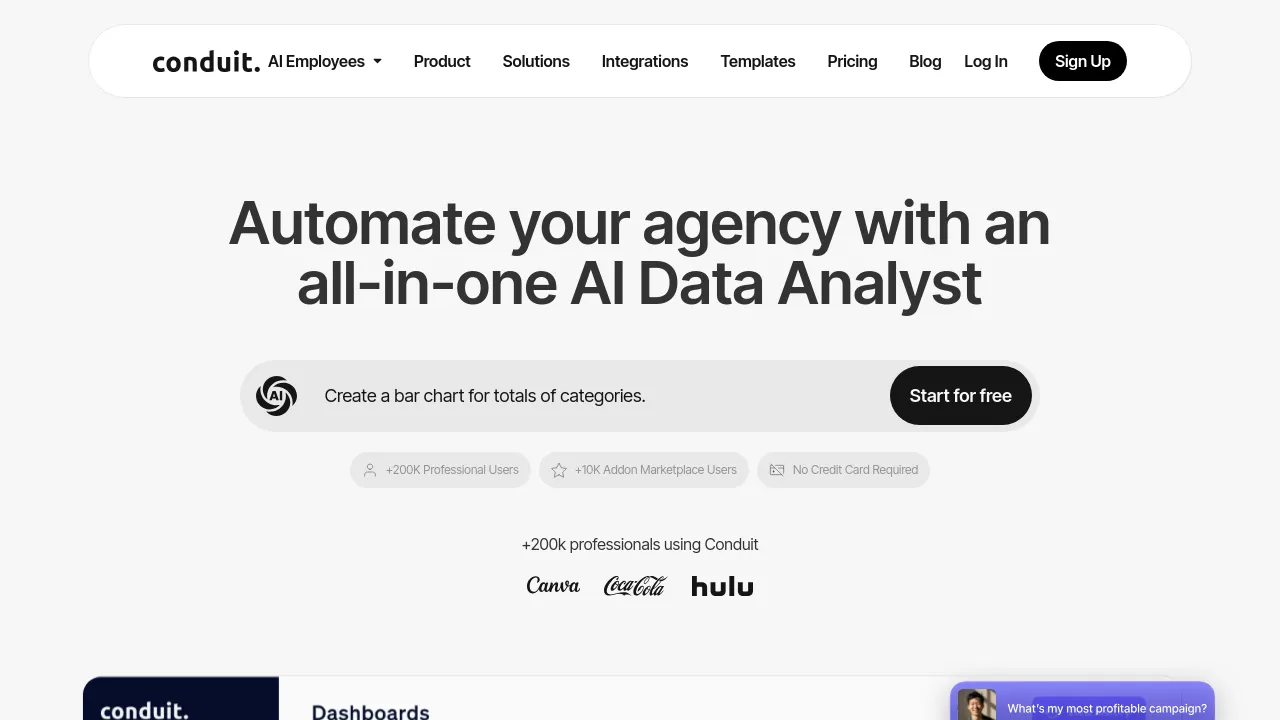 Screenshot of Conduit website