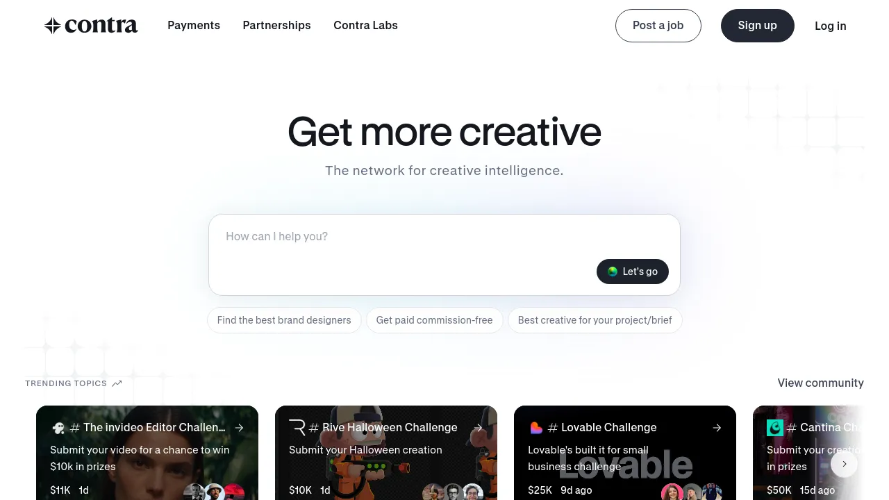Screenshot of Contra website