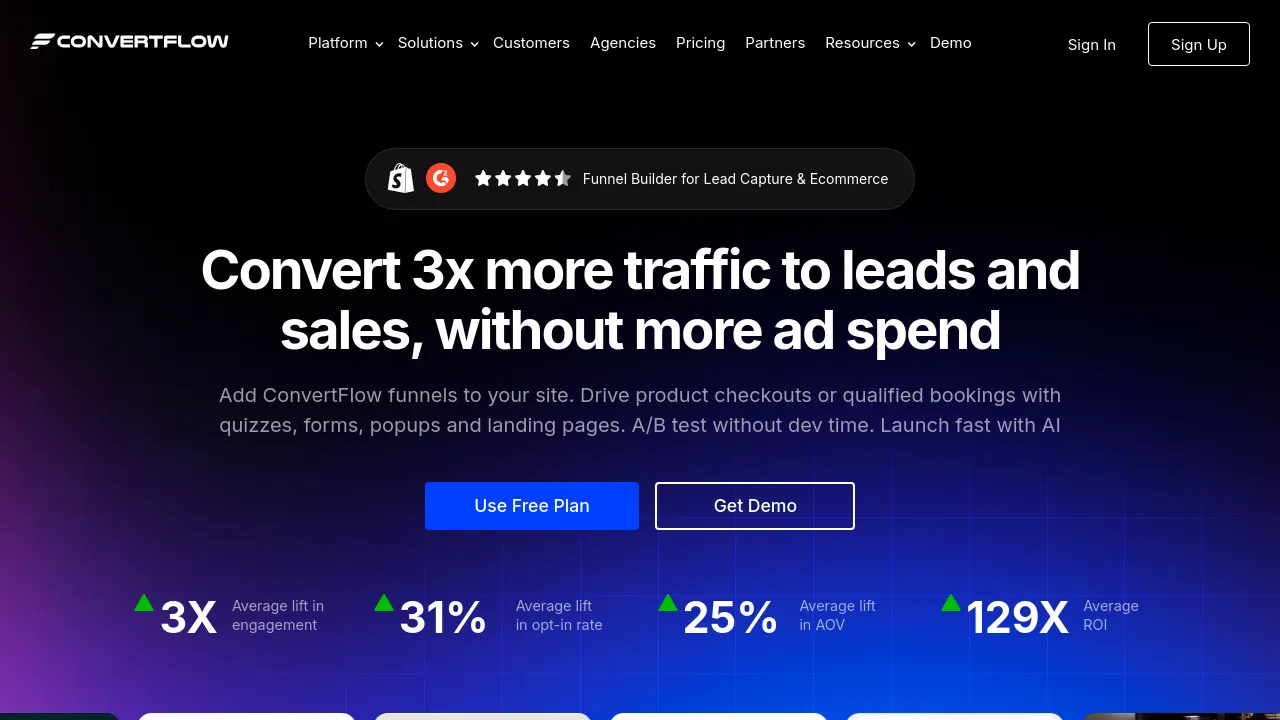 Screenshot of the ConvertFlow website