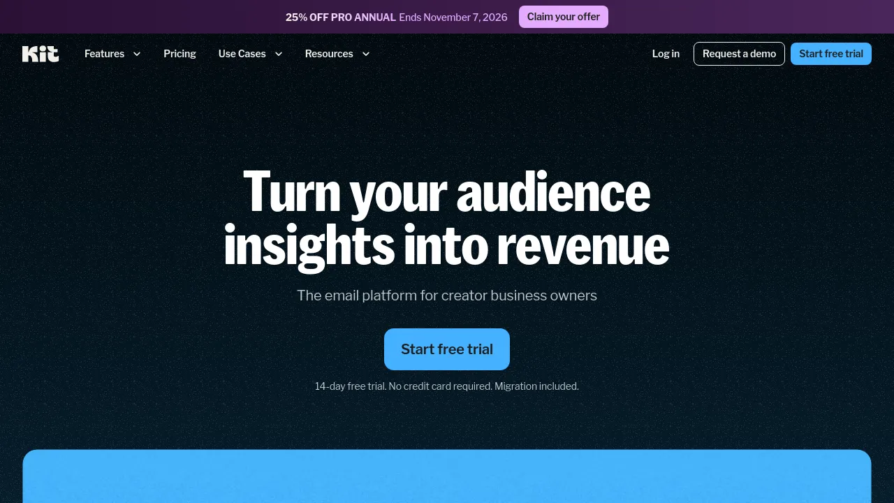 Screenshot of the ConvertKit website