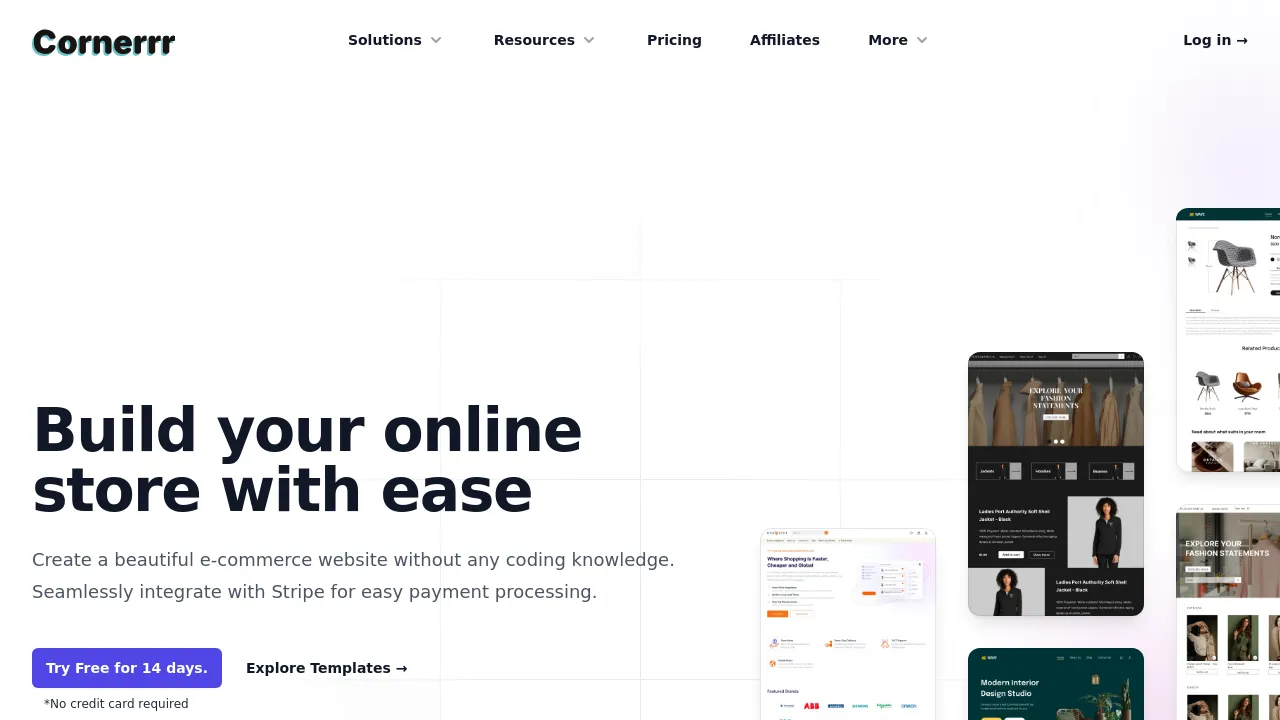 Screenshot of Cornerrr website