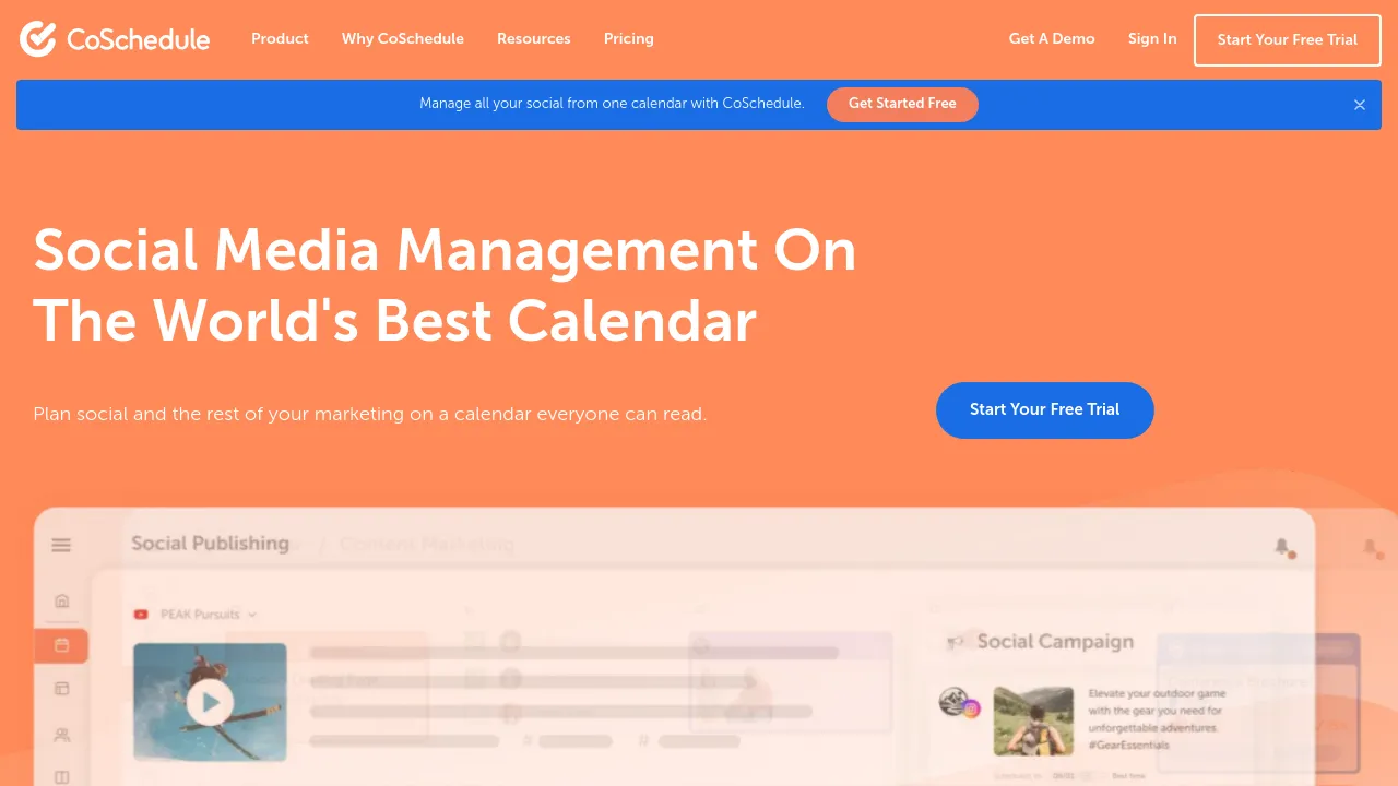 Screenshot of CoSchedule website