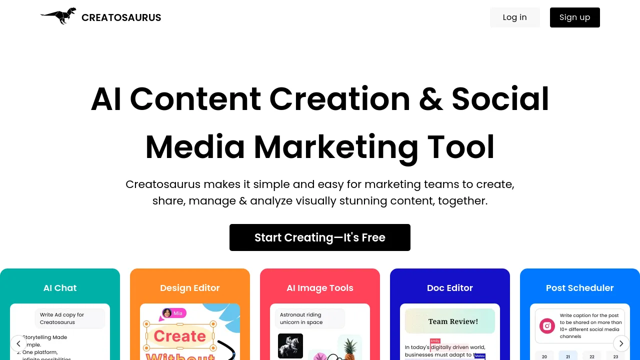 Screenshot of Creatosaurus website