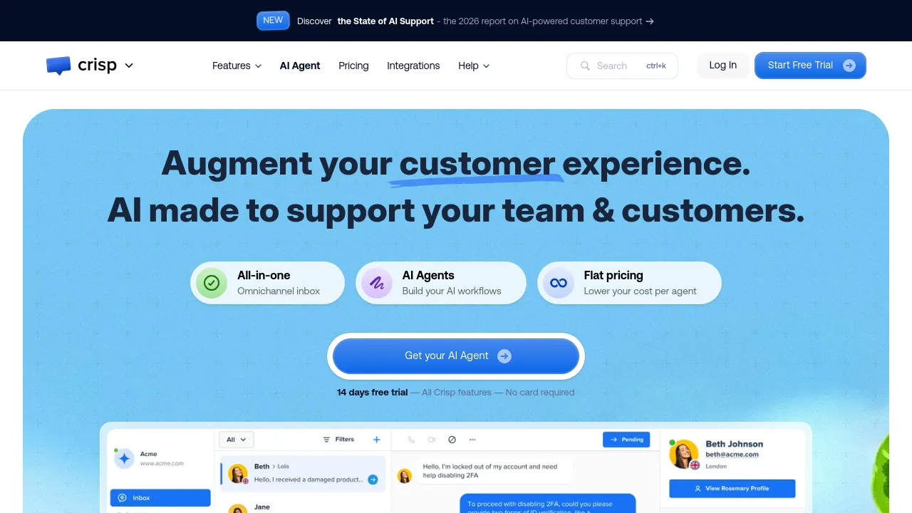 Screenshot of Crisp website
