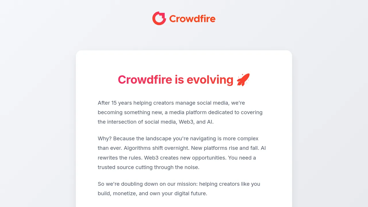 Screenshot of Crowdfire website