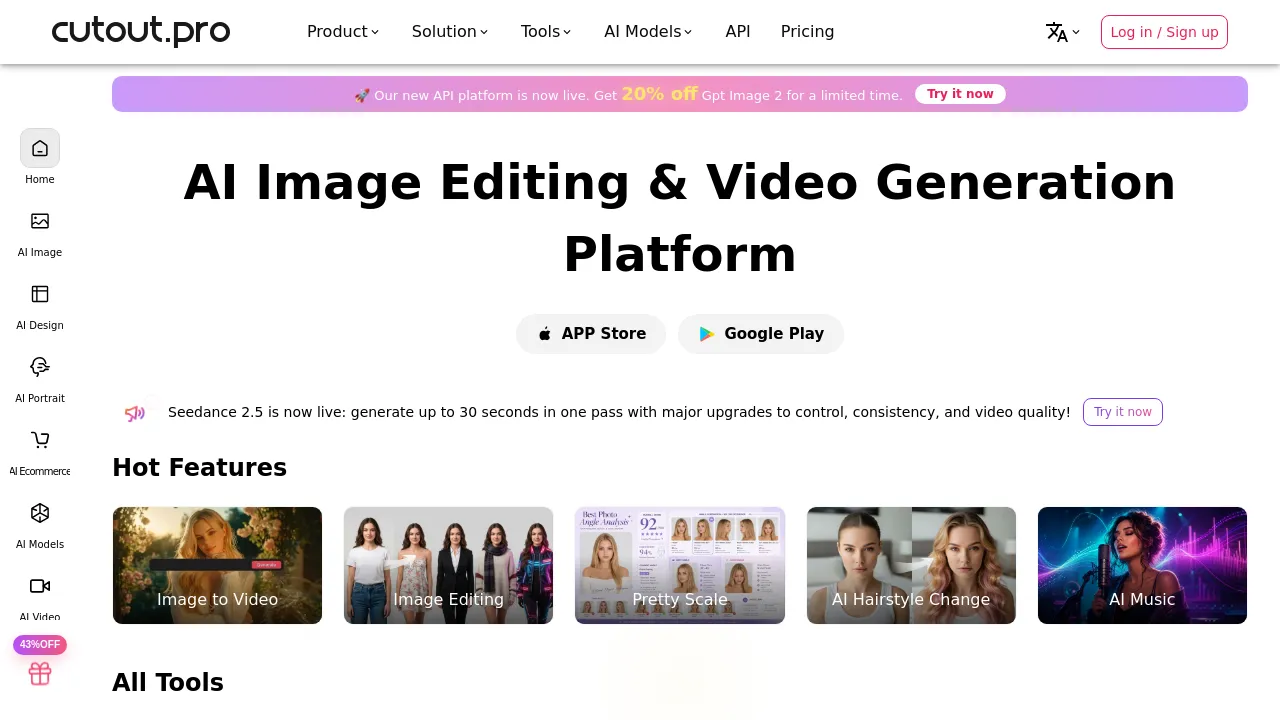 Screenshot of Cutout.Pro website