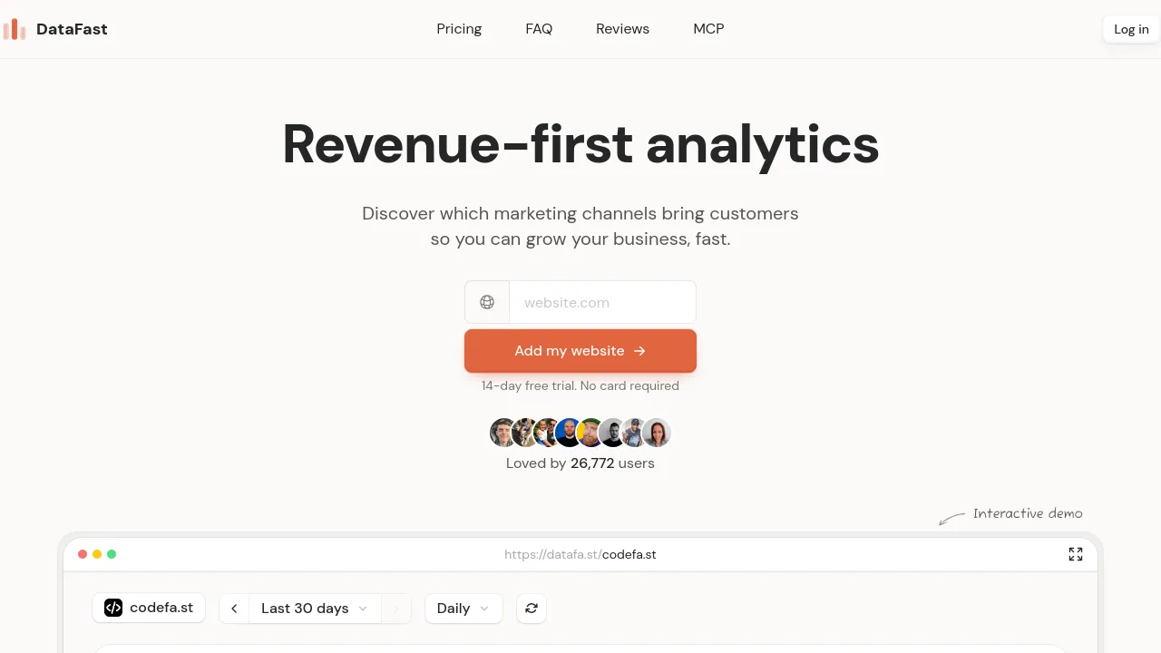 Screenshot of DataFast website