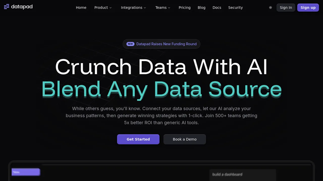 Screenshot of the Datapad website