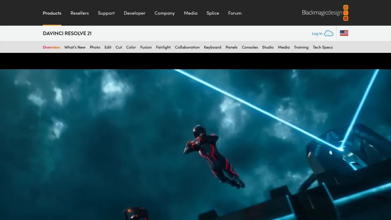 Screenshot of DaVinci Resolve website