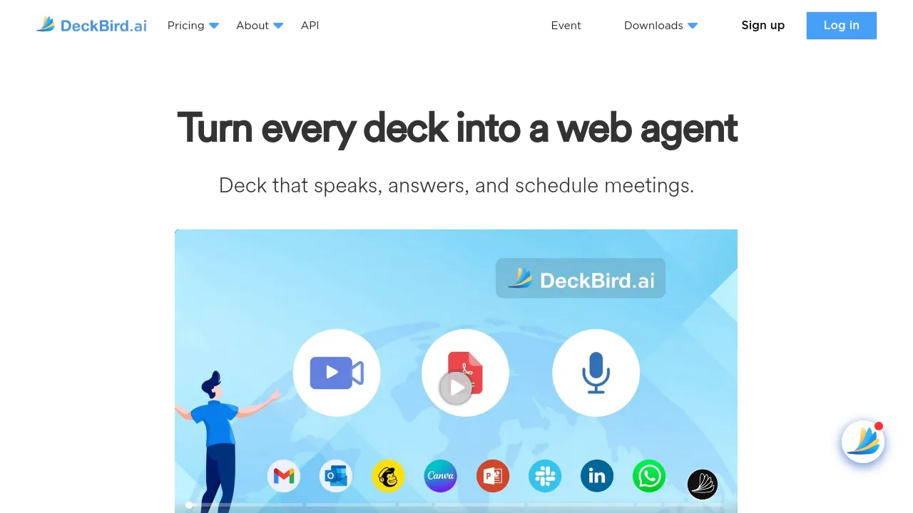 Screenshot of DeckBird.ai website