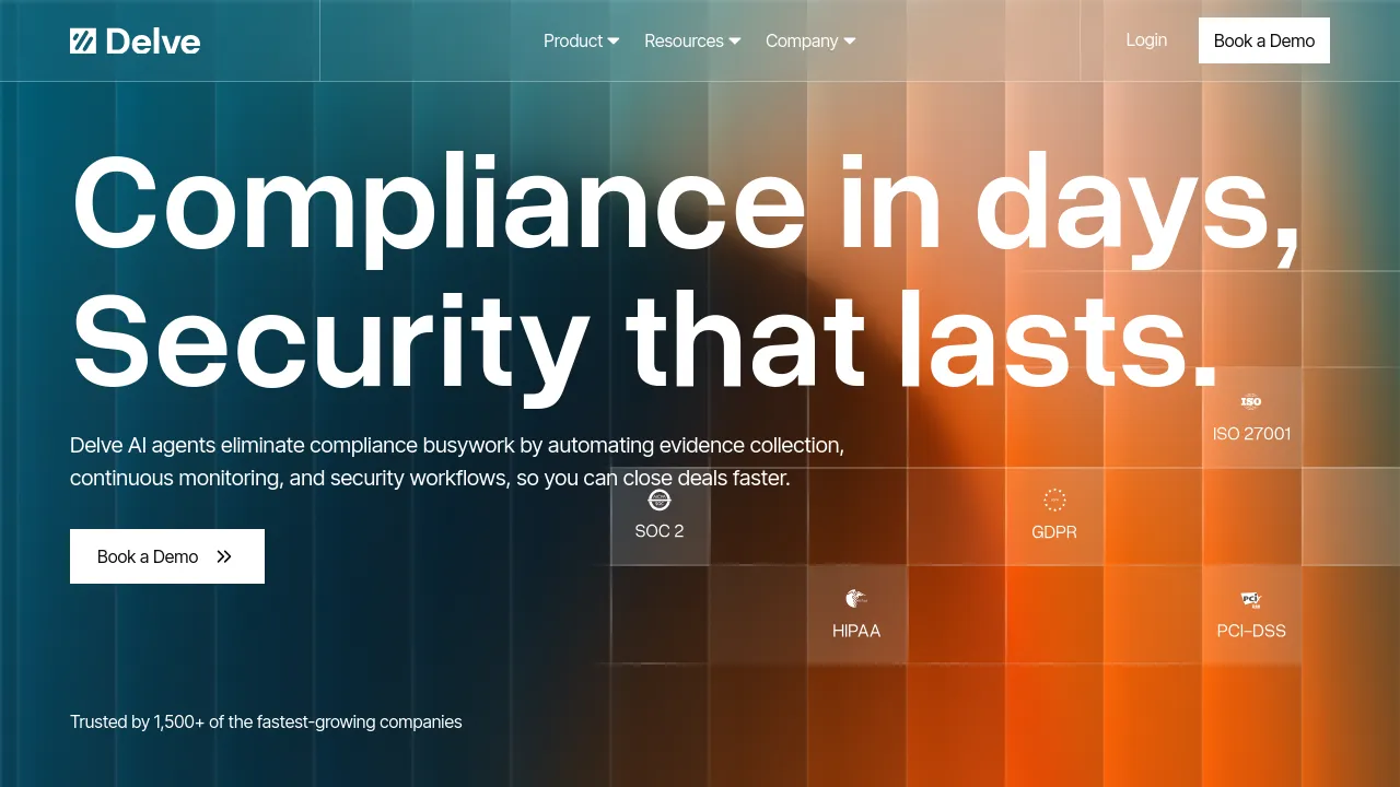 Screenshot of Delve website