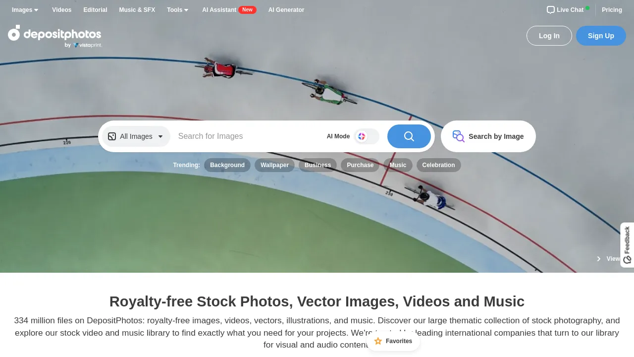 Screenshot of Depositphotos website