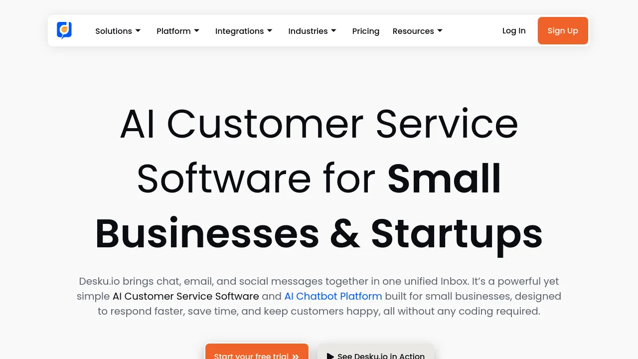 Screenshot of Desku website