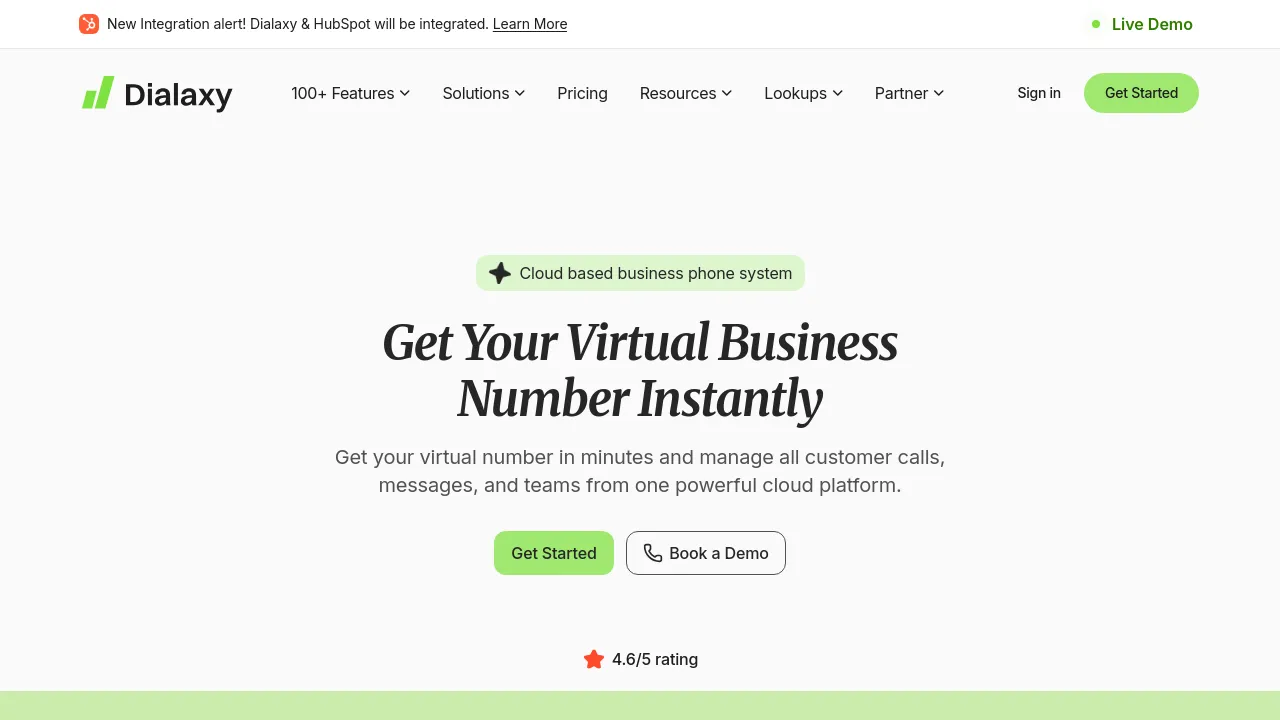 Screenshot of Dialaxy website