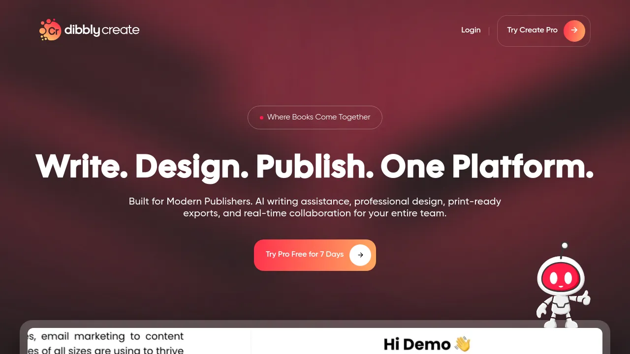 Screenshot of Dibbly Create website