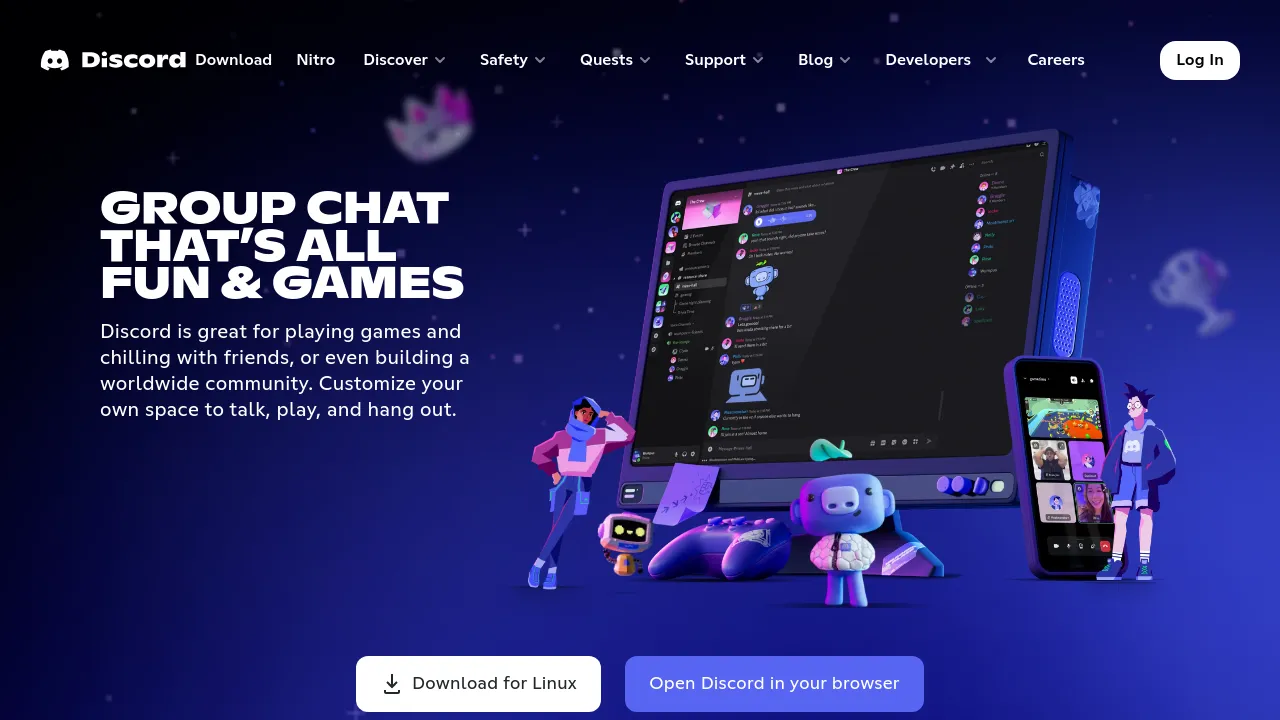 Screenshot of the Discord website