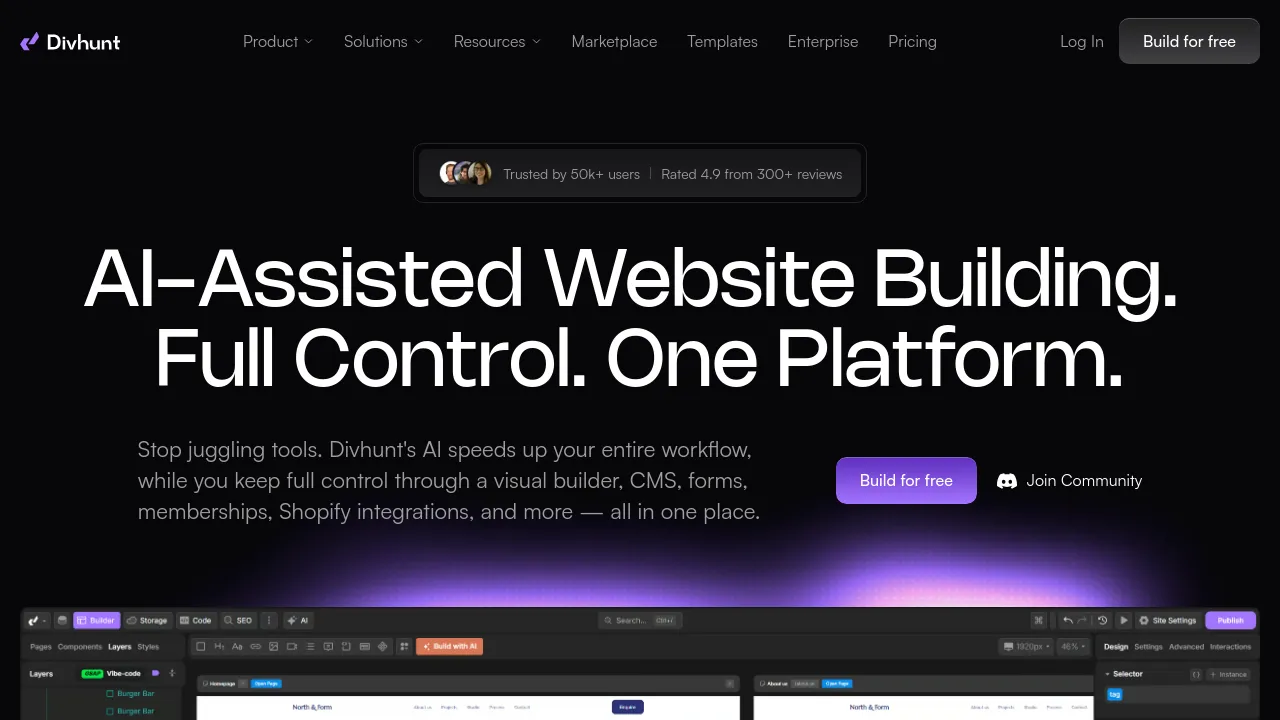 Screenshot of Divhunt website