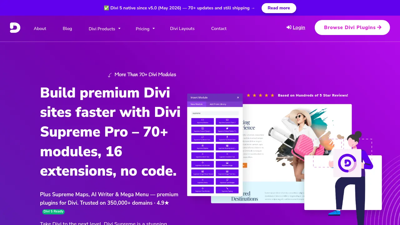 Screenshot of Divi Supreme website