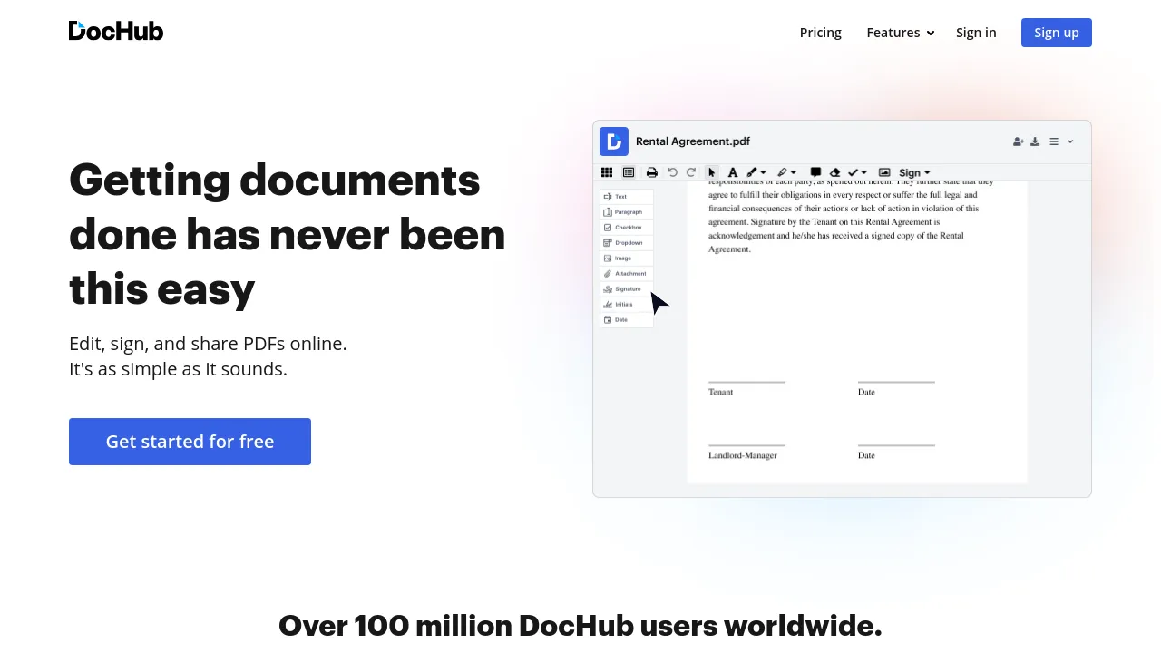Screenshot of DocHub website