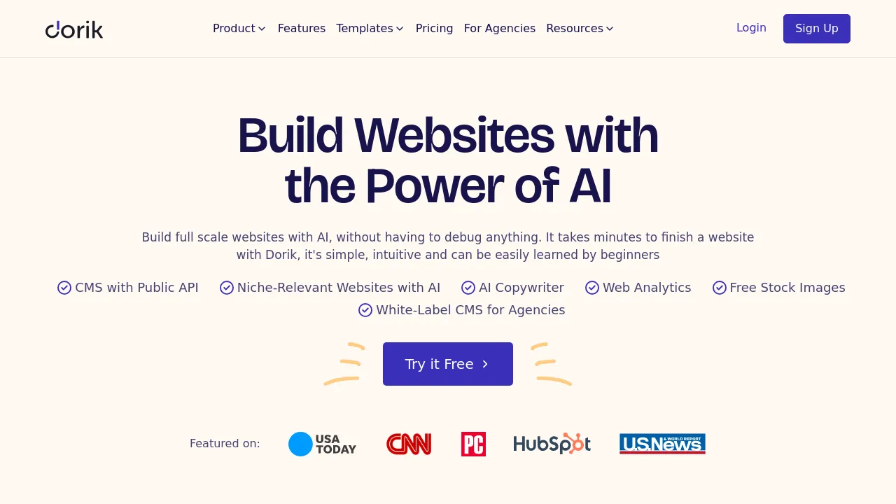 Screenshot of Dorik website