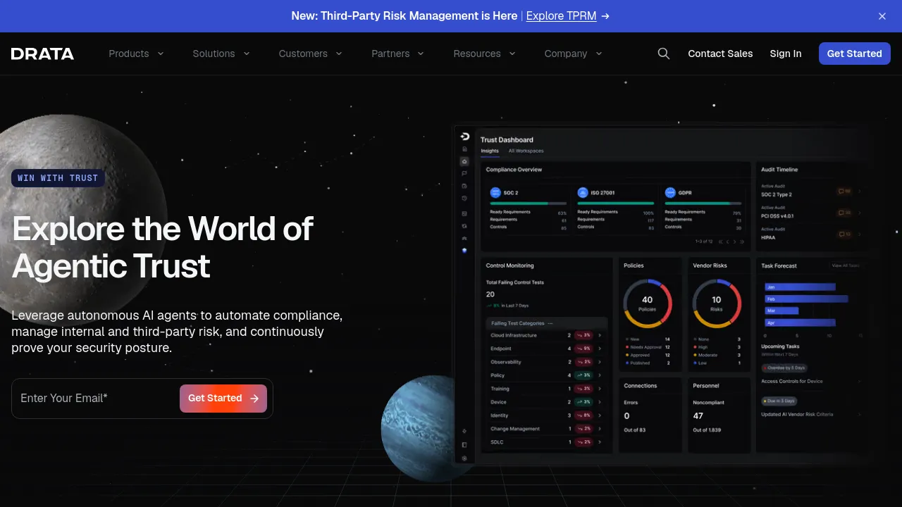 Screenshot of Drata website